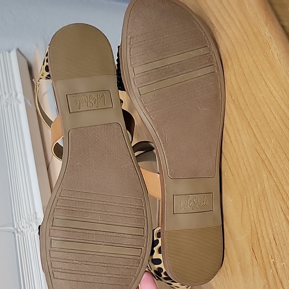 Womens "leopard print" sandals shoes - Picture 4 of 5